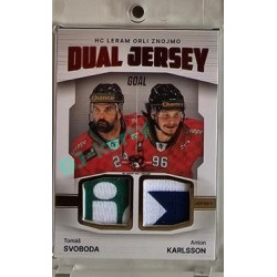 2023/24 Goal cards Chance Liga 2. série #JD-18 Tomáš Svoboda / Anton Karlsson Game Used Material Dual Jersey 20/20