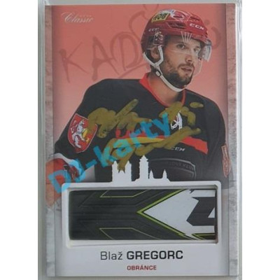 2017 OFS Mountfield Cup Blaž Gregorc #4 2/4 Game Used Stick Gold Signature