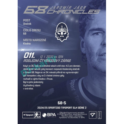 2024/25 Sportzoo ELH 2. serie #68-5 Jaromír Jágr 68 Chronicles