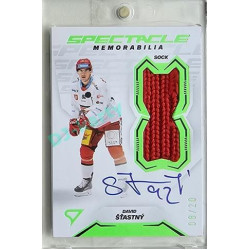 2023/24 Sportzoo ELH 2. serie #SM-DS David Šťastný Spectacle Memorabilia Neon Green Auto 08/20