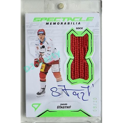 2023/24 Sportzoo ELH 2. serie #SM-DS David Šťastný Spectacle Memorabilia Neon Green Auto 08/20