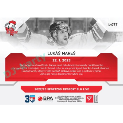 2022/23 Sportzoo ELH LIVE #L-077 Lukáš Mareš xx/26
