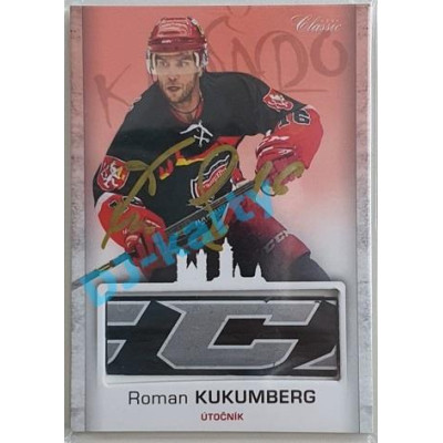 2017 OFS Mountfield Cup Roman Kukumberg #14 2/4 Game Used Stick Gold Signature