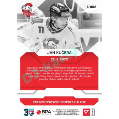 2022/23 Sportzoo ELH LIVE #L-082 Jan Kučera xx/33