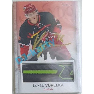 2017 OFS Mountfield Cup Lukáš Vopelka #21 2/4 Game Used Stick Gold Signature