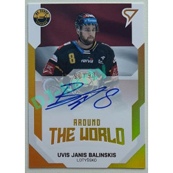 2021/22 Sportzoo TIPSPORT ELH 2. série #AWS-13 Uvis Janis Balinskis Around The World Auto 90/90