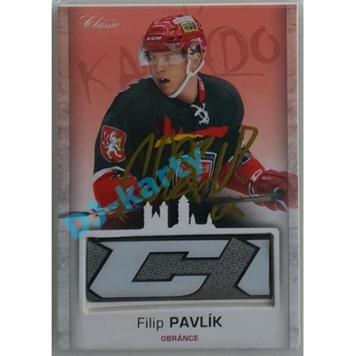2017 OFS Mountfield Cup Filip Pavlík #9 2/4 Game Used Stick Gold Signature