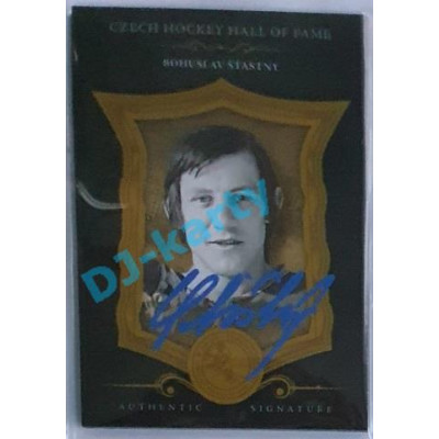 2020 OFS Síň slávy českého hokeje Bohuslav Šťastný #SSCH-BŠŤ 06/20 Black Authentic Signature Blue