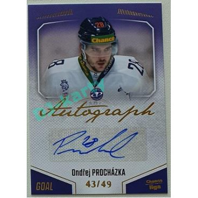 2022/23 Goal Cards Chance Liga 2. série #113 Ondřej Procházka Autograph xx/49