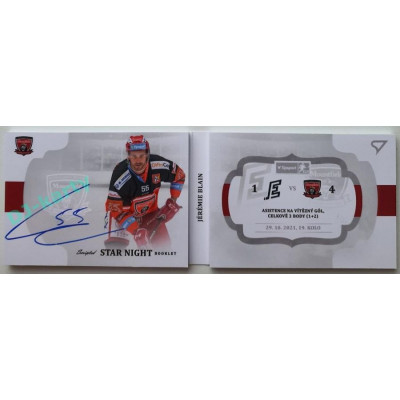 2021/22 Sportzoo TIPSPORT ELH 2. série #SN-JB Jérémie Blain Star Night Booklet 14/25