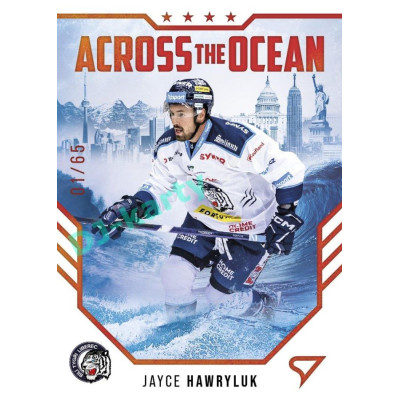 2023/24 Sportzoo ELH 2. serie #AO-11 Jayce Hawryluk Across The Ocean Red xx/65