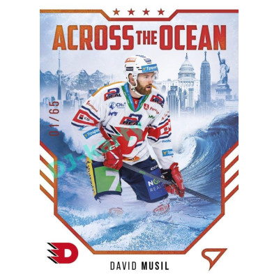 2023/24 Sportzoo ELH 2. serie #AO-05 David Musil Across The Ocean Red xx/65