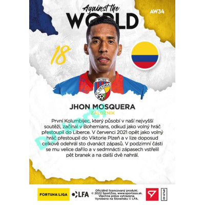 2021/22 Sportzoo Fortuna Liga 2. série #AW34 Jhon Mosquera AGAINST THE WORLD