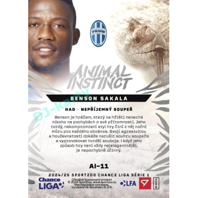 2024/25 Sportzoo Chance Liga 1. série #AI-11 Benson Sakala Animal Instinct