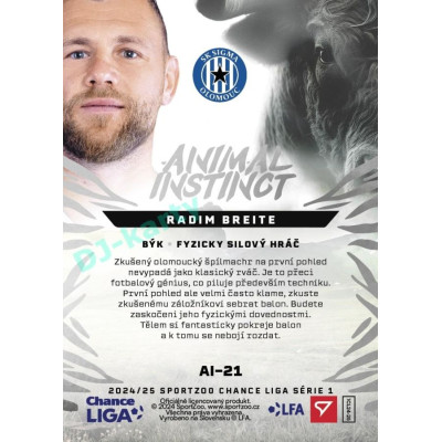2024/25 Sportzoo Chance Liga 1. série #AI-21 Radim Breite Animal Instinct
