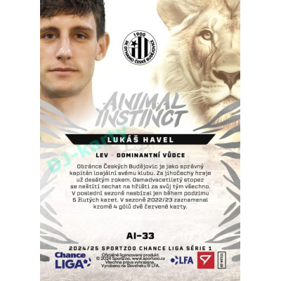 2024/25 Sportzoo Chance Liga 1. série #AI-33 Lukáš Havel Animal Instinct