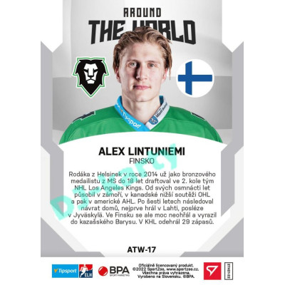 2021/22 Sportzoo TIPSPORT ELH 2. série #ATW-17 Alex Lintuniemi Around The World