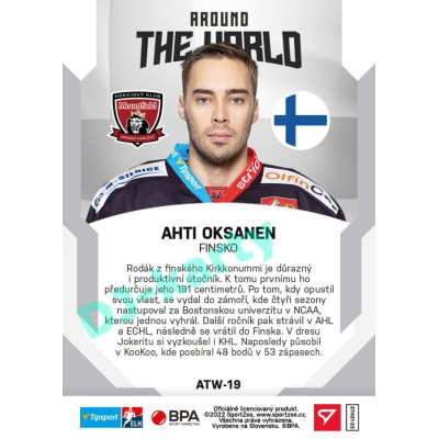 2021/22 Sportzoo TIPSPORT ELH 2. série #ATW-19 Ahti Oksanen Around The World