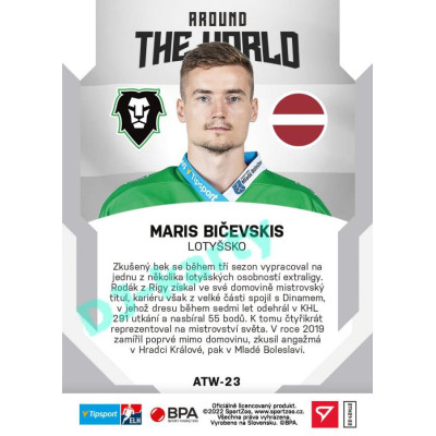 2021/22 Sportzoo TIPSPORT ELH 2. série #ATW-23 Maris Bičevskis Around The World