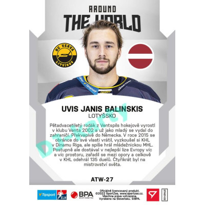 2021/22 Sportzoo TIPSPORT ELH 2. série #ATW-27 Uvis Janis Balinskis Around The World