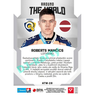 2021/22 Sportzoo TIPSPORT ELH 2. série #ATW-28 Roberts Mamčics Around The World