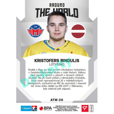 2021/22 Sportzoo TIPSPORT ELH 2. série #ATW-30 Kristofers Bindulis Around The World