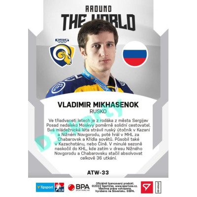 2021/22 Sportzoo TIPSPORT ELH 2. série #ATW-33 Vladimir Mikhasenok Around The World