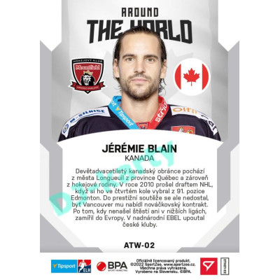 2021/22 Sportzoo TIPSPORT ELH 2. série #ATW-02 Jérémie Blain Around The World