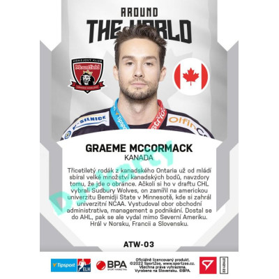 2021/22 Sportzoo TIPSPORT ELH 2. série #ATW-03 Graeme McCormack Around The World