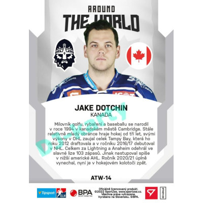 2021/22 Sportzoo TIPSPORT ELH 2. série #ATW-14 Jake Dotchin Around The World