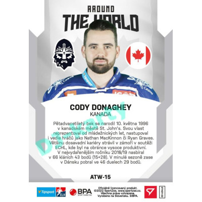 2021/22 Sportzoo TIPSPORT ELH 2. série #ATW-15 Cody Donaghey Around The World