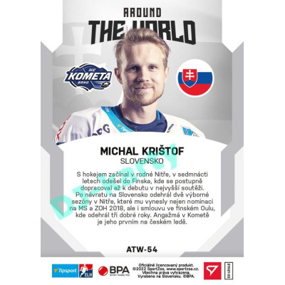 2021/22 Sportzoo TIPSPORT ELH 2. série #ATW-54 Michal Krištof Around The World