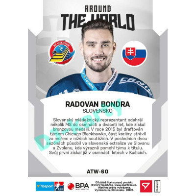 2021/22 Sportzoo TIPSPORT ELH 2. série #ATW-60 Radovan Bondra Around The World
