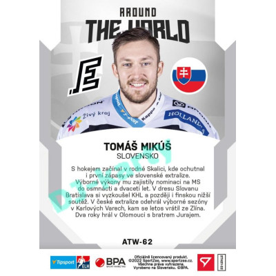 2021/22 Sportzoo TIPSPORT ELH 2. série #ATW-62 Tomáš Mikúš Around The World