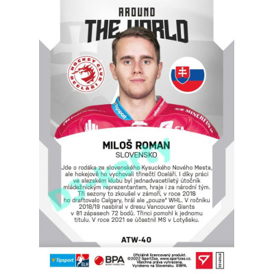2021/22 Sportzoo TIPSPORT ELH 2. série #ATW-40 Miloš Roman Around The World