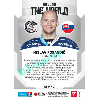 2021/22 Sportzoo TIPSPORT ELH 2. série #ATW-42 Mislav Rosandič Around The World