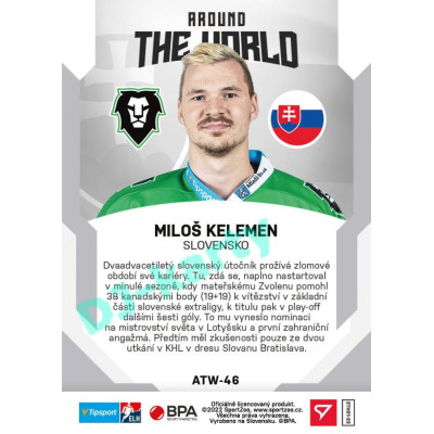 2021/22 Sportzoo TIPSPORT ELH 2. série #ATW-46 Miloš Kelemen Around The World