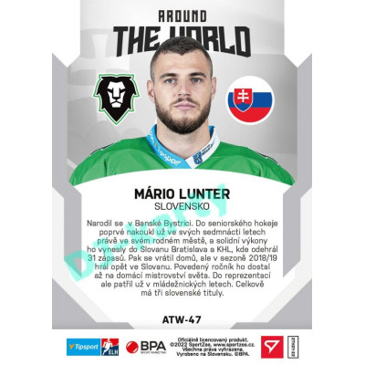 2021/22 Sportzoo TIPSPORT ELH 2. série #ATW-47 Mário Lunter Around The World