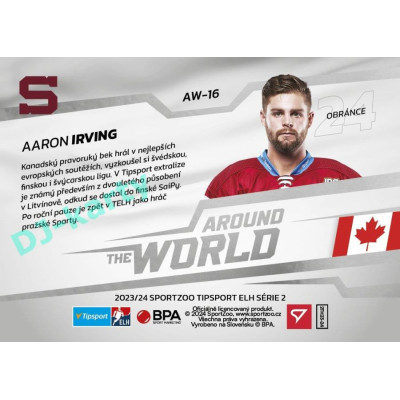 2023/24 Sportzoo ELH 2. serie #AW-16 Aaron Irving Around The World