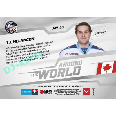 2023/24 Sportzoo ELH 2. serie #AW-20 T.J. Melancon Around The World