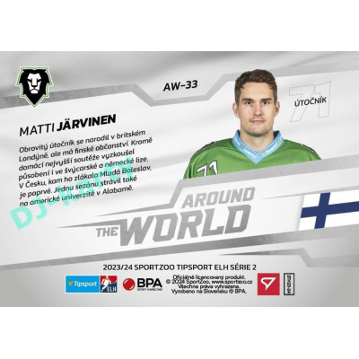 2023/24 Sportzoo ELH 2. serie #AW-33 Matti Järvinen Around The World