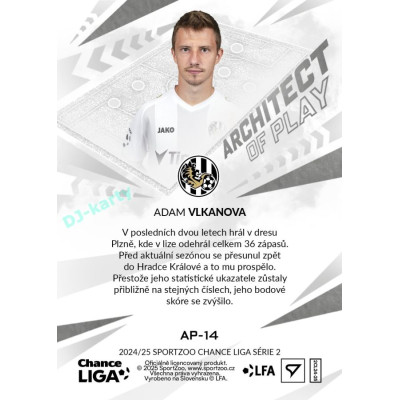 2024/25 Sportzoo Chance Liga 2. série #AP-14 Adam Vlkanova Achitects of Play