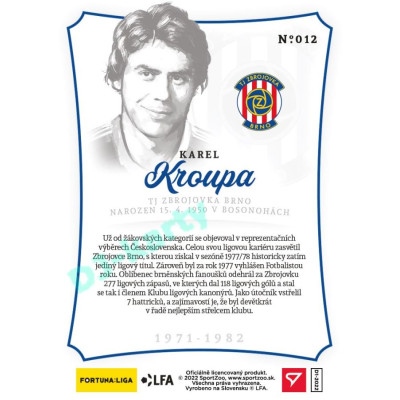 2023 Sportzoo Dekády fotbalové ligy #N-012 Karel Kroupa
