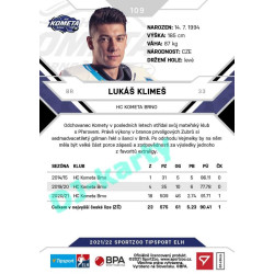 2021/22 Sportzoo TIPSPORT ELH #109 Lukáš Klimeš