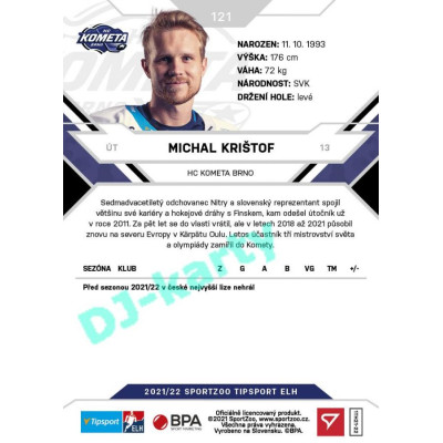 2021/22 Sportzoo TIPSPORT ELH #121 Michal Krištof