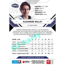 2021/22 Sportzoo TIPSPORT ELH #122 Alexandre Mallet