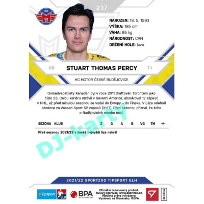 2021/22 Sportzoo TIPSPORT ELH #237 Stuart Thomas Percy