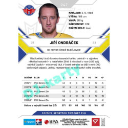 2021/22 Sportzoo TIPSPORT ELH #247 Jiří Ondráček