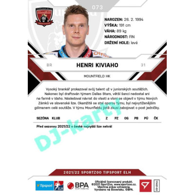 2021/22 Sportzoo TIPSPORT ELH #073 Henri Kiviaho