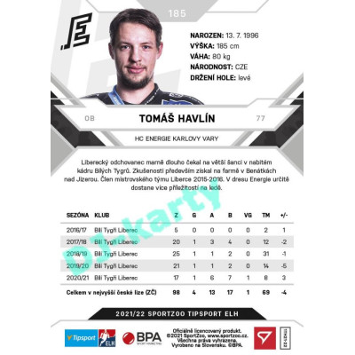 2021/22 Sportzoo TIPSPORT ELH #185 Tomáš Havlín